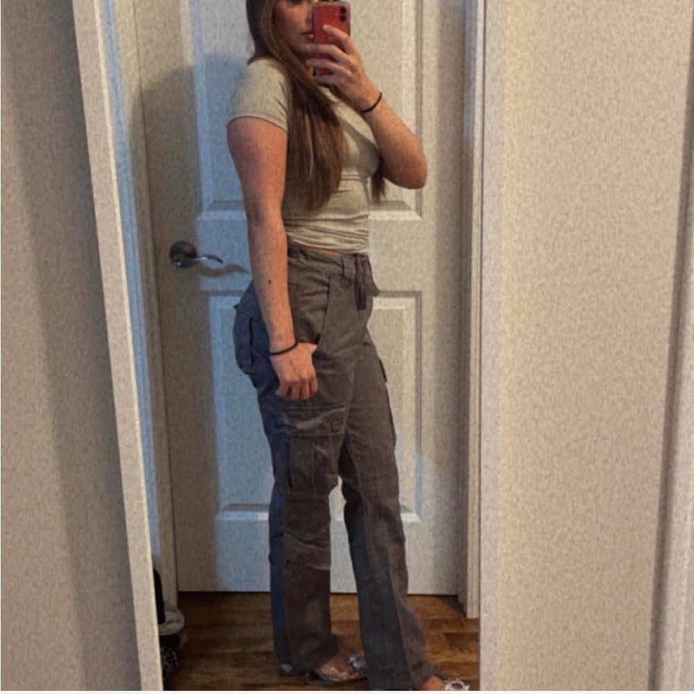 Matchstick Gray Women's Cargo Pants with adjustable waist